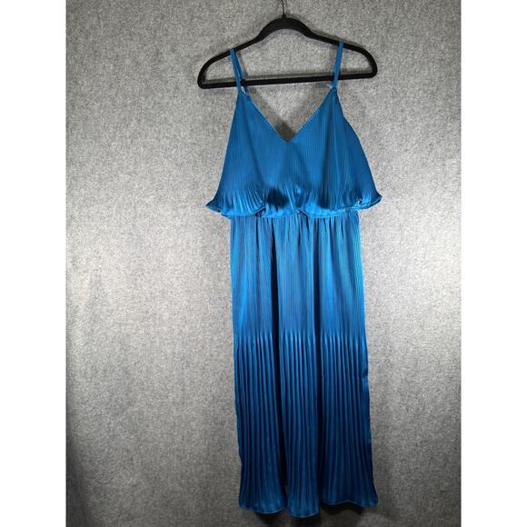 Adelyn Rae Dress‎ Women XS Blue Nayla Pleated Overlay Sleeveless Midi Formal - Picture 1 of 7